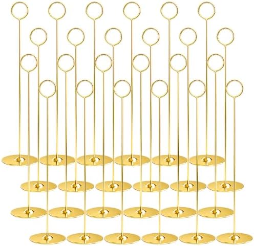 Urban Deco 24PK Table Number Holders Place Card Holders 12 Inch Table Card Holders Steel Card Holders for Photos, Food Signs, Memo Notes, Weddings, Restaurants, Birthdays (Gold 24PK) by UrbanDeco