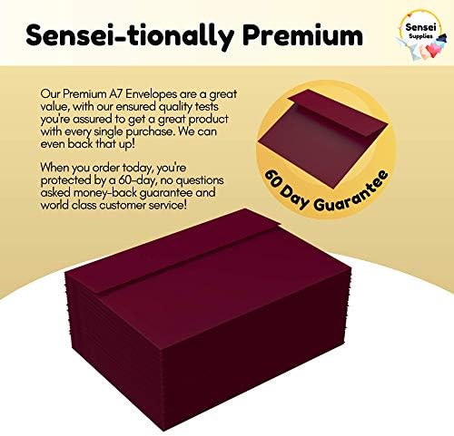 110 5x7 Burgundy Invitation Envelopes - for 5x7 Cards - A7 - (5 ¼ x 7 ¼ inches) - Perfect for Weddings, Graduation, Baby Shower - 120 GSM - Peel, Press & Self Seal - Square Flap (Pack of 2) - Image 4