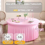 8 Pack Pink Round Spandex Tablecloths for 60inch Table, Wrinkle Free 120inch Stretchy Fitted 5FT Round Table Cloths Cover with Skirt for Wedding Birthday Party Dining Banquet Event - Image 6