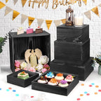 6 Pack Wooden Risers Display Stands Square Food Risers for Buffet Party Rustic Wood Cake & Cupcake Stands Nesting Box Wooden Crates for Display - Image 5