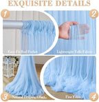 20ft x 15ft Baby Blue Tulle Backdrop Curtain for Birthday Party Sheer Fabric Backdrop Curtains for Baby Shower Boy Back Drop Gender Reveal Wedding Photo Backdrop Drapes Background 4 Panels 5ft x 15ft - Image 5