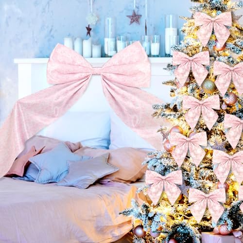 Suncalla 13 Pcs Extra Large Pink Ribbon Bows for Wreath Front Door Decor - Image 6