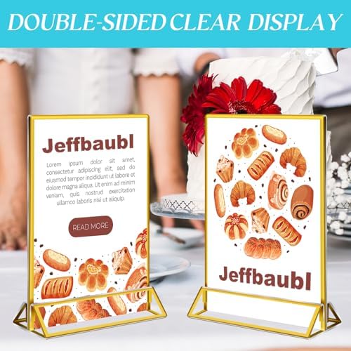Jeffbaubl 24 Pcs Gold Acrylic Sign Holder, 4 x 6 Gold Frame Plastic Display - Image 6