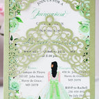 Hosmsua 50PCS Personalized Sage Green Quinceanera Invitations Kit 5.1x7.3 Inch Laser Cut Floral Crown Pocket Quince Invitation Cards with Envelopes for Birthday Bridal Shower - Image 6