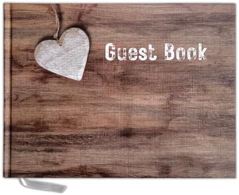 Rustic Guest Book for Wedding, Funeral, Memorial | Guest Book for Funeral Hardcover | Guestbook for Sign in, Celebration of Life Memorial Service | Guest Sign Book with Memory Table Card Sign Included by JCClassics