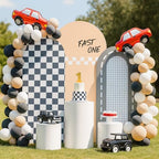Set of 3 Racing Car Arch Backdrop Cover Track Checkered Spandex Stretchy Arch Cover for Boys Birthday Wedding Baby Shower Party Decoration (4ft,5ft,6ft,Fast ONE) - Image 4