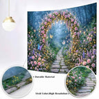20x10ft Enchanted Forest Backdrop Fairy Tale Magic Garden Floral Arch Butterfly Photography Background for Kids Girls Baby Shower Birthday Party Decoration Photo Booth Props - Image 7