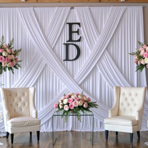 30ft x 10ft Wrinkle Free White Backdrop Curtains for Parties Wedding, 6 Panels 5x10ft Silky Soft Polyester Photo Backdrop Drapes for Party Birthday Baby Shower Photography Cloth Background - Image 5