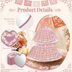 50 Set Cielito Lindo Mexican Baby Shower Party Favors, Heart-Shaped Mirrors with Organza Bags & Thank You Cards, Pink Talavera Party Gifts Bulk for Guests Bridal Shower Wedding Gender Reveal Party - Image 3