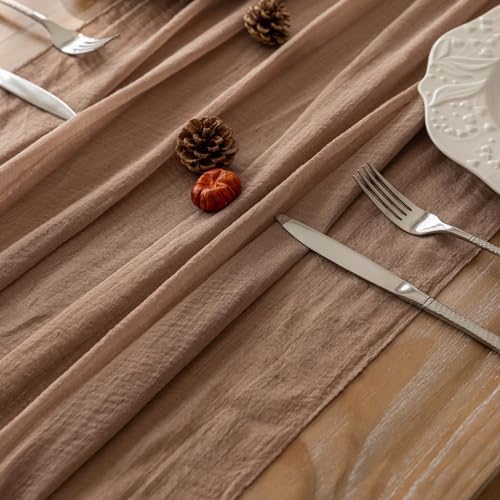 10Pcs Nude Cheesecloth Table Runner 120 Inches for Party Boho Home Decor - Image 4