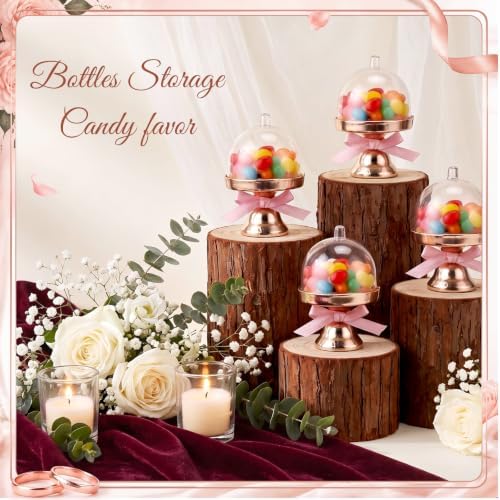 Mifoci 60 Pcs Mini Cake Stand Dome, 4.1x1.6 Rose Gold Clear Favor Boxes - Image 6