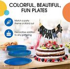 Party Solids Exquisite Dark Blue Paper Plates Disposable Heavy Duty 200 Pcs - 100-7" & 100-9" Dark Blue Disposable Plates For Party Heavy Duty 350 GSM For Birthday Supplies - Image 5