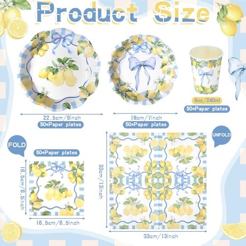 Newtay 250 Pcs Amalfi Lemon Disposable Paper Plates and Napkins - Image 2
