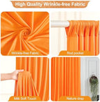 16x10FT Orange Backdrop Curtains for Wedding Parties, Wrinkle Free Polyester Photography Backdrop Drapes for Wedding Baby Shower Birthday Parties Stage Background Stand Decorations 4x10ft,4 Panels - Image 2