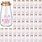 Sieral 48 Pcs 3.4 oz Small Glass Bottles Favor Jars with Cork Lids Baby Shower Decorative Milk Jar for Party Candy Decorations Souvenirs (It's a Girl) by Sieral