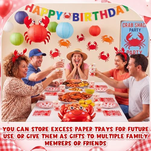 Funnymoom 400 Pcs Crab Boil Birthday Party Supplies for 50 Guest Seafood Disposable Plates Napkin Cup Spoon Fork Knives for Birthday Picnic BBQ Crab Seafood Boil Party Supplies - Image 5