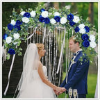 Riceshoot 4 Pcs 26 ft Artificial Eucalyptus Vines Garland with Flowers Faux Floral Greenery Garlands Rose Wreath for Wedding Party Arch Table Decor Backdrop Decorations (Blue and White) - Image 5