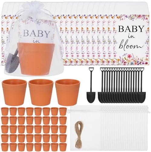 40 Set Baby Shower Party Favors Baby in Bloom Envelope Packets - Include 40 Packets 40 Flower Pots 40 Organza Bags 40 Garden Trowels - Favors for Guests Birthday Party (N-o-S-e-e-d) by Unknown