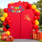 Red Arch Backdrop Cover 2 Set - 7.2FT, 6FT Spandex Fitted Wedding Arch Stand Covers Round Top Chiara Arch Backdrop Stands Cover for Birthday Parties Banquet Photo Background Decoration - Image 6