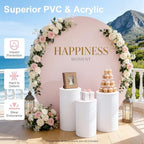 3PCS White Cylinder Pedestal Stands for Party Round Pedestal Display Plinth Pillars PVC Dessert Table Display for Wedding Birthday Party Art Decor(3PCS-Cylinder-1) - Image 4