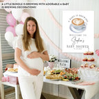 Andaz Press Personalized A Baby is Brewing Baby Shower Decorations, Minimal Heart Latte Mug Welcome Sign Decor Coffee Themed, Brewing Coffee Decorations, 16x20 Inch - Image 5