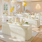 4 Pack Ivory Spandex Tablecloth for 4FT Rectangle Tables, Fitted Stretch Table Cover with Skirt, Wrinkle Free Washable Elastic Table Cloth for 4 Foot Folding Table, Wedding Banquet Baby Shower - Image 2
