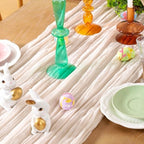 DeZerlor Ivory White Cheesecloth Table Runners 12 Pack Summer Boho Runners - Image 2