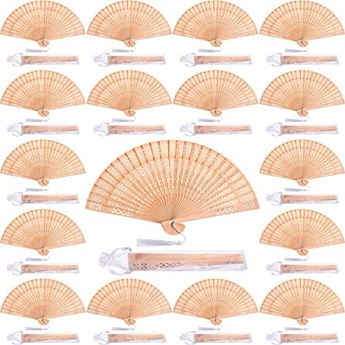 Qunclay 60 Pcs Wooden Hand Fans for Wedding Guest Favors,Delicate Style by Qunclay