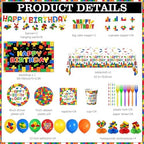 198Pcs Building Block Birthday Party Decorations with Plates, Napkins,Cups,Banner,Backdrop,Tablecloth, Balloons,Cake Toppers,Honeycombs for Boys Kids Birthday Party Supplies Serve 24 Guests - Image 3