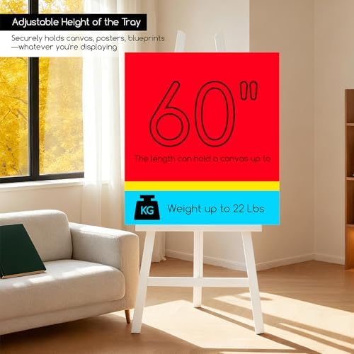 MEEDEN Art Easel Stand for Display: Adjustable Wooden Stands for Sign - A Frame Painting Easel for Canvas up to 60" for Artist Adults Drawing Picture Poster - White - Image 2