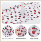 12 Pcs 29x70 Inch Strawberry Shiny Glitter Tulle Table Runner, White Lace Strawberry Tablecloth for Cake Birthday Party Wedding Baby Shower Christmas Decorations - Image 3