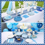 350 Pcs Blue Party Supplies Set - Blue Paper Plates and Napkins Set Include Gradient Blue Scalloped Paper Plate Napkin Cup Spoon Fork Knife for Birthday, Baby Shower, Wedding Forest Events - Image 3