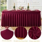 gogoparti 6 Pack Spandex Burgundy Fitted Table Cloth for 6ft Rectangle Tables Burgundy Stretch Tablecloth Table Covers Banquet Table Clothes Wrinkle Free Table Skirt for Parties Wedding - Image 6