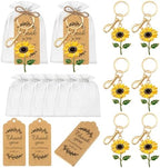 Ecation 36 Pack Sunflower Keychain Party Favors, Tags and Organza Bags by Ecation