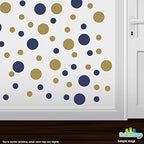 Navy Blue/Metallic Gold Vinyl Wall Stickers - 2 & 4 inch Circles (300 Decals) - Image 2