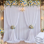 30×14 ft White Wrinkle Free Backdrop Curtain, Soft Silky Polyester Wedding Drapes 6 Panels 14ft Height Photo Backdrop Curtains for Parties Birthday Baby Shower Photography Background Cloth by ENJOYYOURPARTY
