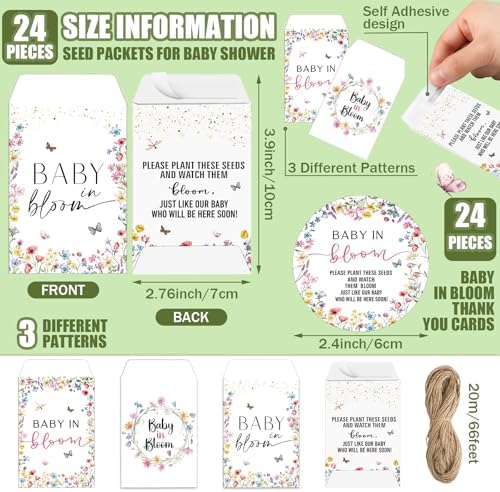 Reallnaive Baby Shower Party Favors Baby in Bloom Envelopes Seed Packets - Image 4