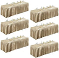 Champagne Gold Satin Tablecloths Rectangle 6FT, 6 Pack Glitter Fitted Stretch Table Covers Wrinkle-Resistant Floor Length Pleated Table Skirt for Weddings Parties Baby Shower Banquets Vendor Events by Partisky