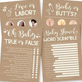Hadley Designs - 25 Rustic Love or Labor, Boobs Or Baby Butts Game, Word Scramble For Baby Shower - 4 Double Sided Cards Baby Shower Ideas, Baby Shower Party Supplies by HadleyDesigns