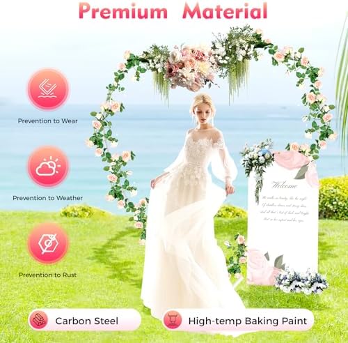 Heart Shape Wedding Arches for Ceremony, 6.9FT Love Arch Backdrop Stand, Metal Heart-Shaped Balloon Arch Frame for Wedding Bridal Birthday Party Decorations (White) - Image 2