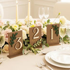 Wedding Table Numbers 1-20 with Holders, Elegant Wood Table Numbers with Eucalyptus Leaves for Wedding Reception, Centerpiece Decoration, Event, Party - Image 6