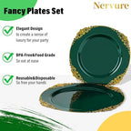 Nervure 350Pcs Green Plastic Plates, Plastic Dinnerware Set for 50 Guests - Image 5