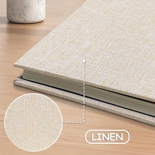 Large Photo Album Scrapbook – Holds 4x6, 8x10 Pictures – Self-Adhesive Pages for Baby, Wedding, Travel & Family Memories | Includes Metallic Pen & Scraper/Light Beige Large DIY Memory Book for Gifts - Image 4