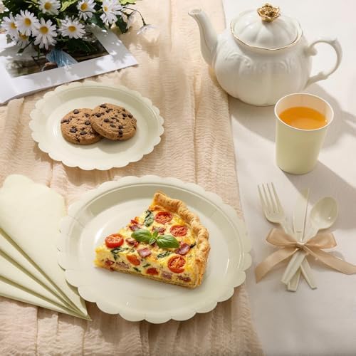 Goodluck Ivory Scalloped Disposable Tableware Set - 350PCS - Image 4