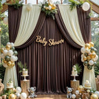 10×14 ft Wrinkle Free Brown Backdrop Curtain for Wedding Parties-2 Panels 5×14ft Height Silky Polyester Coffe Photo Backdrop Drapes Curtains for Birthday Baby Shower Photography Background Cloth - Image 5