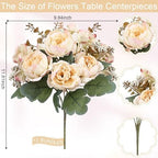 12 Bundles Peonies Artificial Flowers & Pack of 4 Baby Shower Centerpieces for Tables - Image 3
