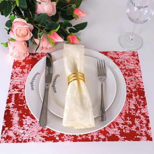 Snowkingdom Red Sparkly Table Runner Sequin Glitter Metallic Foil Mesh Runner 11 Inch x 100 Feet Romantic Wedding Reception Anniversary Birthday Party Bridal Shower Mother's Day Table Decoration - Image 6