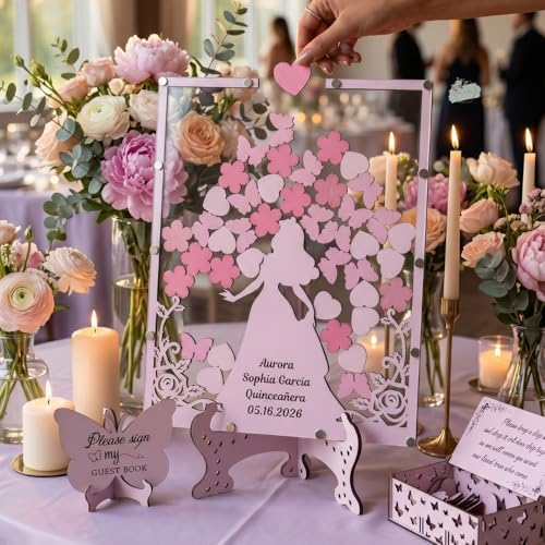 Personalized Quinceanera Guest Book Alternative Drop Top Frame Sweet 15 - Image 2