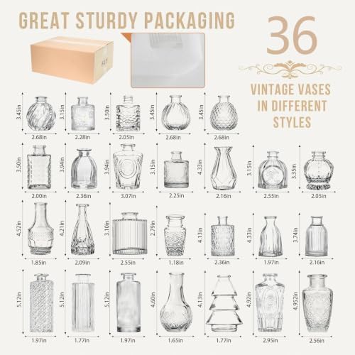 Mini Bud Vases As Wedding Centerpieces for Tables,Clear Bud Vases for Flowers,Small Flower Vases Suitable for Birthday Party,Anniversary,Wedding Reception,Baby Shower (Clear, 36PCS) - Image 2