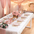 YOUBET 60PCS Pink Scalloped Plastic Plates for Party Wedding Baby Shower - Image 4